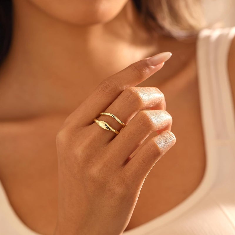 SELFROSE Store Rings for Women,Dainty Ring Set 14K Gold Plated Thumb Rings Non Tarnish Chunky Size 6-10 Gold Jewelry Gifts for Women - Image 5